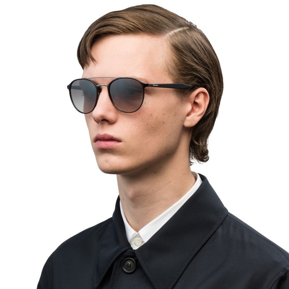 PRADA MATTE BLACK/GREEN UNISEX SUNGLASSES SPR 62T Sunglasses - Main Image